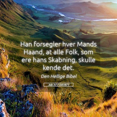 Picture 05 - Job 37:7 DA1871 - Han forsegler hver Mands Haand, at alle Folk, som - Bible Verse Picture