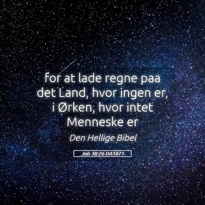 Picture 05 - Job 38:26 DA1871 - for at lade regne paa det Land, hvor ingen er, i - Bible Verse Picture