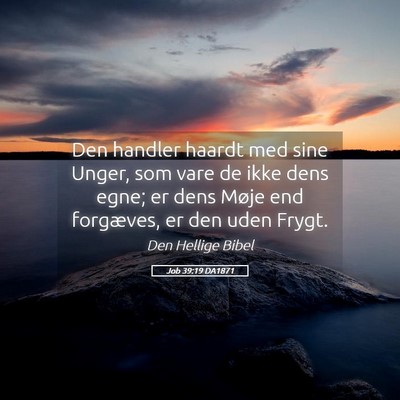 Picture 05 - Job 39:19 DA1871 - Den handler haardt med sine Unger, som vare de - Bible Verse Picture