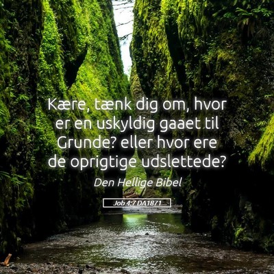Picture 05 - Job 4:7 DA1871 - Kære, tænk dig om, hvor er en uskyldig gaaet - Bible Verse Picture
