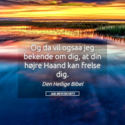 Picture 05 - Job 40:9 DA1871 - Og da vil ogsaa jeg bekende om dig, at din højre - Bible Verse Picture