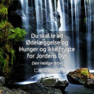 Picture 05 - Job 5:22 DA1871 - Du skal le ad Ødelæggelse og Hunger og ikke - Bible Verse Picture