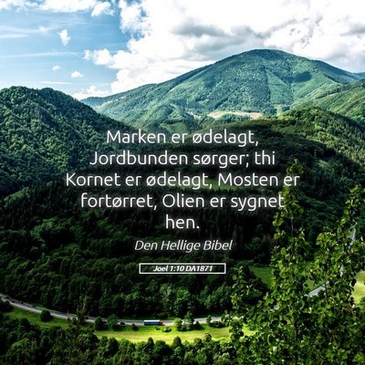 Picture 05 - Joel 1:10 DA1871 - Marken er ødelagt, Jordbunden sørger; thi - Bible Verse Picture