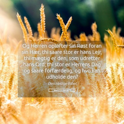 Picture 05 - Joel 2:11 DA1871 - Og Herren opløfter sin Røst foran sin Hær, thi - Bible Verse Picture