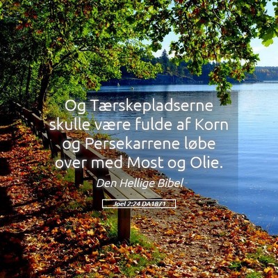 Picture 05 - Joel 2:24 DA1871 - Og Tærskepladserne skulle være fulde af Korn og - Bible Verse Picture