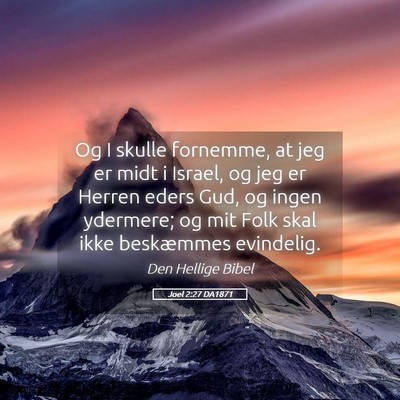 Picture 05 - Joel 2:27 DA1871 - Og I skulle fornemme, at jeg er midt i Israel, og - Bible Verse Picture