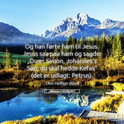 Picture 05 - Johannes 1:43 DA1871 - Og han førte ham til Jesus. Jesus saa paa ham og - Bible Verse Picture