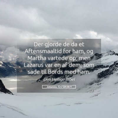 Picture 05 - Johannes 12:2 DA1871 - Der gjorde de da et Aftensmaaltid for ham, og - Bible Verse Picture