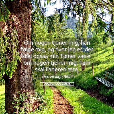 Picture 05 - Johannes 12:26 DA1871 - Om nogen tjener mig, han følge mig, og hvor jeg - Bible Verse Picture