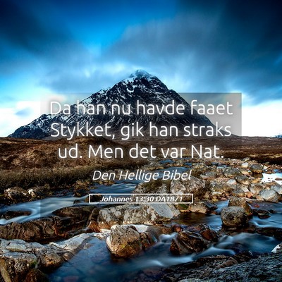 Picture 05 - Johannes 13:30 DA1871 - Da han nu havde faaet Stykket, gik han straks ud. - Bible Verse Picture