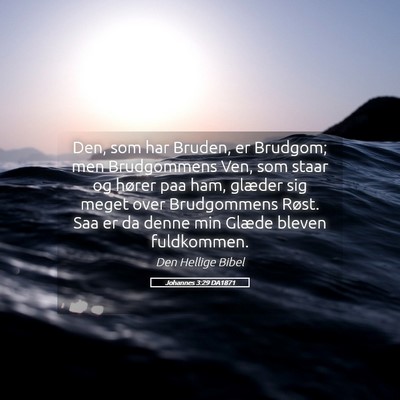 Picture 05 - Johannes 3:29 DA1871 - Den, som har Bruden, er Brudgom; men Brudgommens - Bible Verse Picture