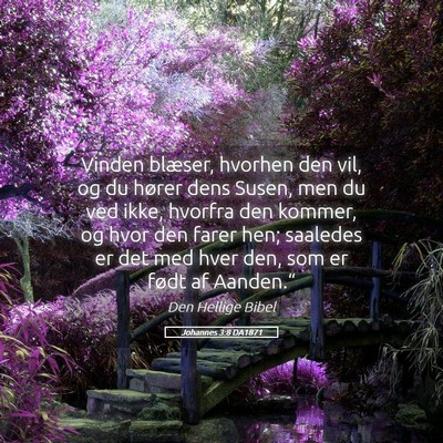 Picture 05 - Johannes 3:8 DA1871 - Vinden blæser, hvorhen den vil, og du hører - Bible Verse Picture