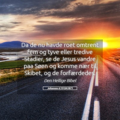 Picture 05 - Johannes 6:19 DA1871 - Da de nu havde roet omtrent fem og tyve eller - Bible Verse Picture