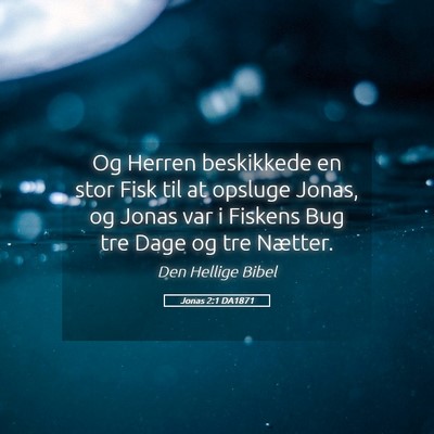 Picture 05 - Jonas 2:1 DA1871 - Og Herren beskikkede en stor Fisk til at opsluge - Bible Verse Picture
