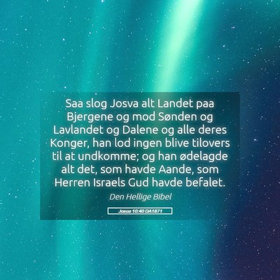 Picture 05 - Josua 10:40 DA1871 - Saa slog Josva alt Landet paa Bjergene og mod - Bible Verse Picture