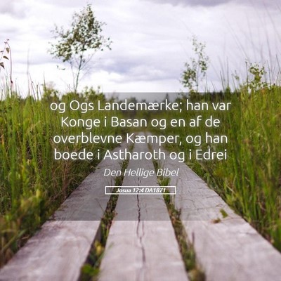 Picture 05 - Josua 12:4 DA1871 - og Ogs Landemærke; han var Konge i Basan og en - Bible Verse Picture