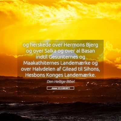 Picture 05 - Josua 12:5 DA1871 - og herskede over Hermons Bjerg og over Salka og - Bible Verse Picture