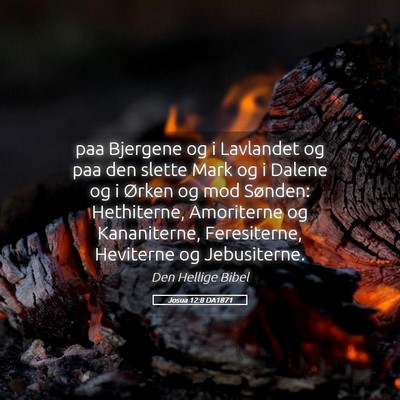 Picture 05 - Josua 12:8 DA1871 - paa Bjergene og i Lavlandet og paa den slette - Bible Verse Picture