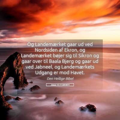 Picture 05 - Josua 15:11 DA1871 - Og Landemærket gaar ud ved Nordsiden af Ekron, - Bible Verse Picture