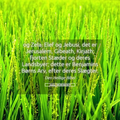 Picture 05 - Josua 18:28 DA1871 - og Zela, Elef og Jebusi, det er Jerusalem, - Bible Verse Picture
