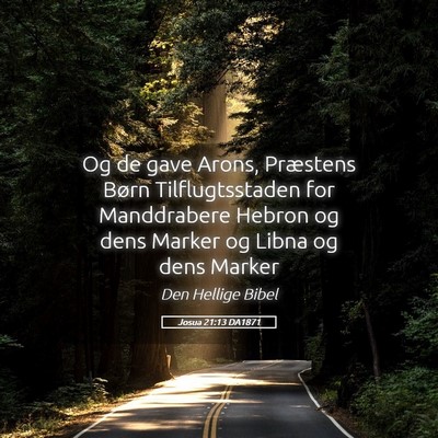 Picture 05 - Josua 21:13 DA1871 - Og de gave Arons, Præstens Børn Tilflugtsstaden - Bible Verse Picture