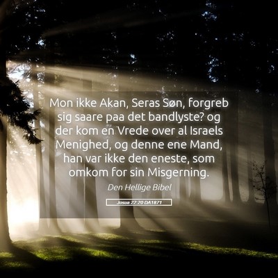 Picture 05 - Josua 22:20 DA1871 - Mon ikke Akan, Seras Søn, forgreb sig saare paa - Bible Verse Picture