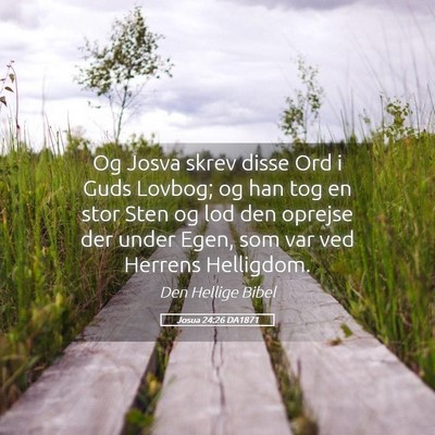 Picture 05 - Josua 24:26 DA1871 - Og Josva skrev disse Ord i Guds Lovbog; og han - Bible Verse Picture