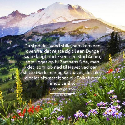 Picture 05 - Josua 3:16 DA1871 - Da stod det Vand stille, som kom ned ovenfra, det - Bible Verse Picture