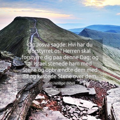 Picture 05 - Josua 7:25 DA1871 - Og Josva sagde: Hvi har du forstyrret os? Herren - Bible Verse Picture
