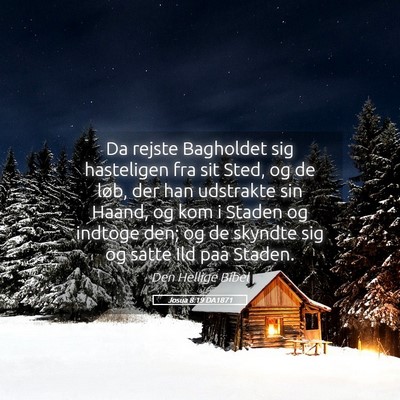Picture 05 - Josua 8:19 DA1871 - Da rejste Bagholdet sig hasteligen fra sit Sted, - Bible Verse Picture