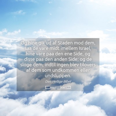 Picture 05 - Josua 8:22 DA1871 - Og hine gik ud af Staden mod dem, saa de vare - Bible Verse Picture