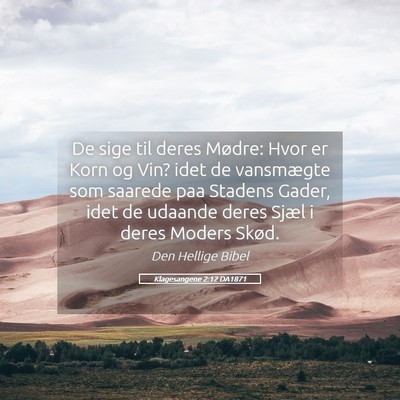 Picture 05 - Klagesangene 2:12 DA1871 - De sige til deres Mødre: Hvor er Korn og Vin? - Bible Verse Picture