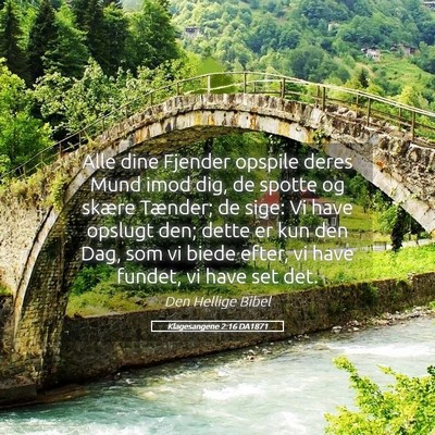 Picture 05 - Klagesangene 2:16 DA1871 - Alle dine Fjender opspile deres Mund imod dig, de - Bible Verse Picture