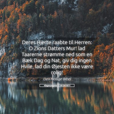Picture 05 - Klagesangene 2:18 DA1871 - Deres Hjerte raabte til Herren: O Zions Datters - Bible Verse Picture