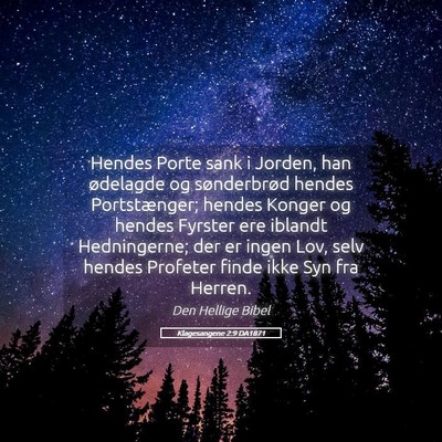 Picture 05 - Klagesangene 2:9 DA1871 - Hendes Porte sank i Jorden, han ødelagde og - Bible Verse Picture
