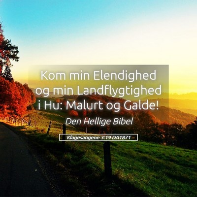 Picture 05 - Klagesangene 3:19 DA1871 - Kom min Elendighed og min Landflygtighed i Hu: - Bible Verse Picture