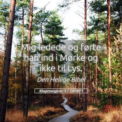 Picture 05 - Klagesangene 3:2 DA1871 - Mig ledede og førte han ind i Mørke og ikke til - Bible Verse Picture