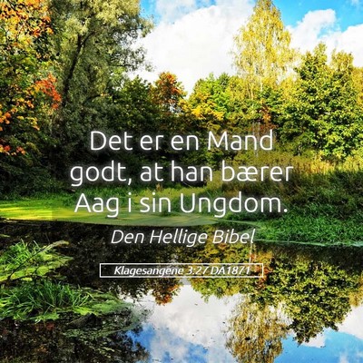 Picture 05 - Klagesangene 3:27 DA1871 - Det er en Mand godt, at han bærer Aag i sin - Bible Verse Picture
