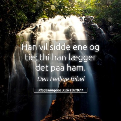 Picture 05 - Klagesangene 3:28 DA1871 - Han vil sidde ene og tie; thi han lægger det paa - Bible Verse Picture