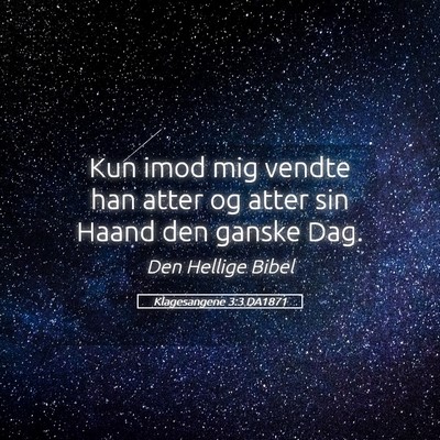 Picture 05 - Klagesangene 3:3 DA1871 - Kun imod mig vendte han atter og atter sin Haand - Bible Verse Picture