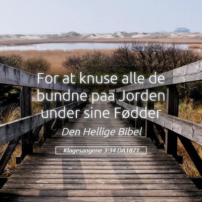 Picture 05 - Klagesangene 3:34 DA1871 - For at knuse alle de bundne paa Jorden under sine - Bible Verse Picture