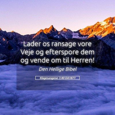 Picture 05 - Klagesangene 3:40 DA1871 - Lader os ransage vore Veje og efterspore dem og - Bible Verse Picture