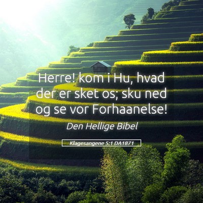 Picture 05 - Klagesangene 5:1 DA1871 - Herre! kom i Hu, hvad der er sket os; sku ned og - Bible Verse Picture