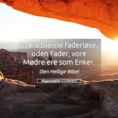 Picture 05 - Klagesangene 5:3 DA1871 - Vi ere blevne faderløse, uden Fader, vore Mødre - Bible Verse Picture