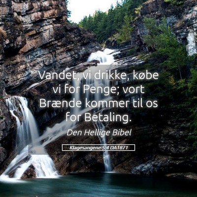 Picture 05 - Klagesangene 5:4 DA1871 - Vandet, vi drikke, købe vi for Penge; vort - Bible Verse Picture