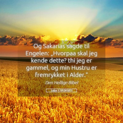 Picture 05 - Lukas 1:18 DA1871 - Og Sakarias sagde til Engelen: „Hvorpaa skal - Bible Verse Picture