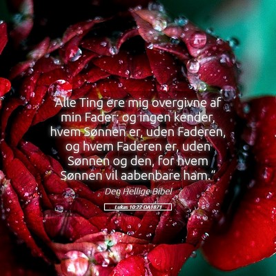 Picture 05 - Lukas 10:22 DA1871 - Alle Ting ere mig overgivne af min Fader; og - Bible Verse Picture