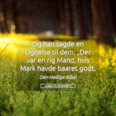 Picture 05 - Lukas 12:16 DA1871 - Og han sagde en Lignelse til dem: „Der var en - Bible Verse Picture