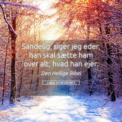 Picture 05 - Lukas 12:44 DA1871 - Sandelig, siger jeg eder, han skal sætte ham - Bible Verse Picture