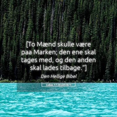 Picture 05 - Lukas 17:36 DA1871 - [To Mænd skulle være paa Marken; den ene skal - Bible Verse Picture